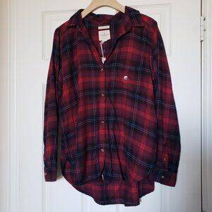 American Eagle Outfitters Women's Boyfriend Fit Soft Plaid Top - Size Large NWT